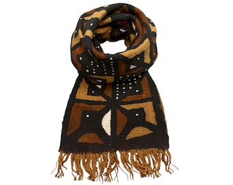 Écharpe bogolan africaine - Châle unisexe en toile de boue authentique, châle rustique tribal bohème
