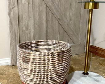 Handmade Red Senegal Basket: Woven Storage Bin