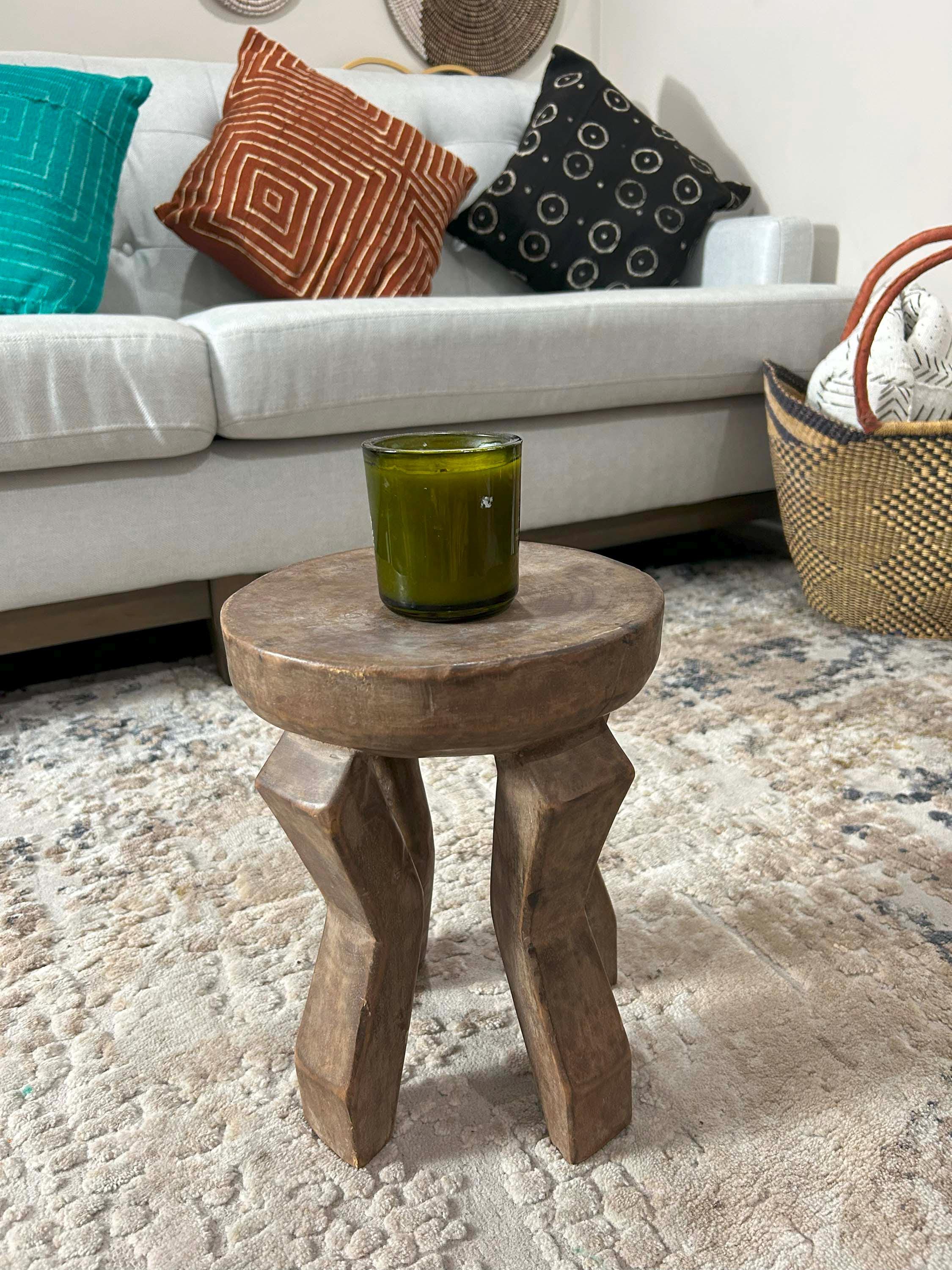 Traditional Senufo Hand-carved Wooden Bench Side Stool| Wood Stool| African Senufo Tribal Art| African End Table| Side Stool| African Bench