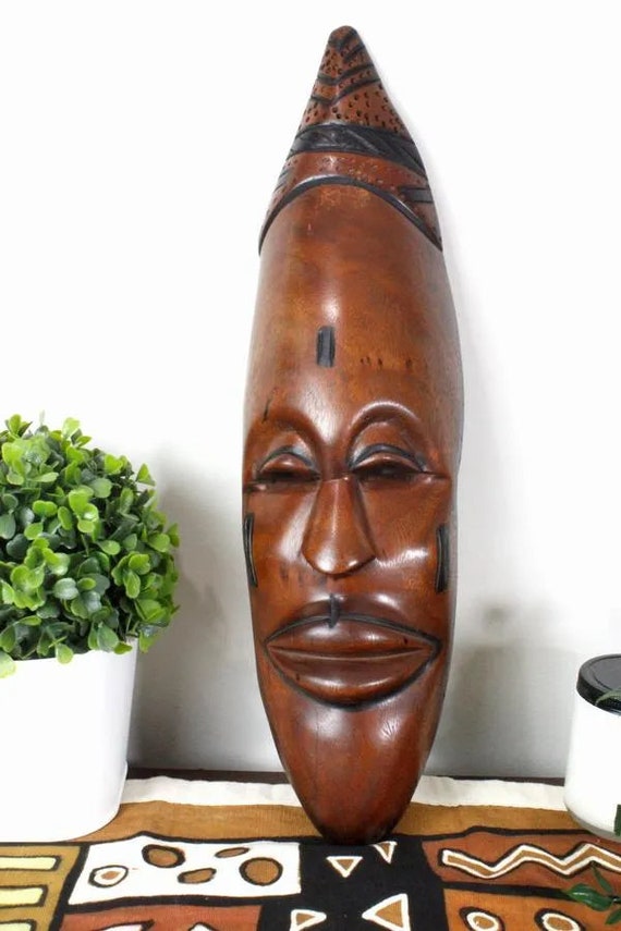 マラカ 男の顔 木製彫刻 部族マスク 室内装飾 - Etsy 日本