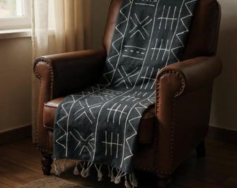 Écharpe africaine en tissu bogolan : écharpe unisexe fabriquée à la main