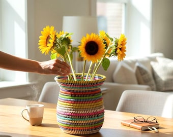 Handmade Multicolor Senegalese Basket – Elegant Woven Storage