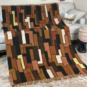 Mudcloth Bogolan Textile Bedsheet| Mali Handmade Mud cloth Blanket Throw| Bed Sofa Throw Linen |Segou Blanket| Boho Africa Decor-Jami Brown
