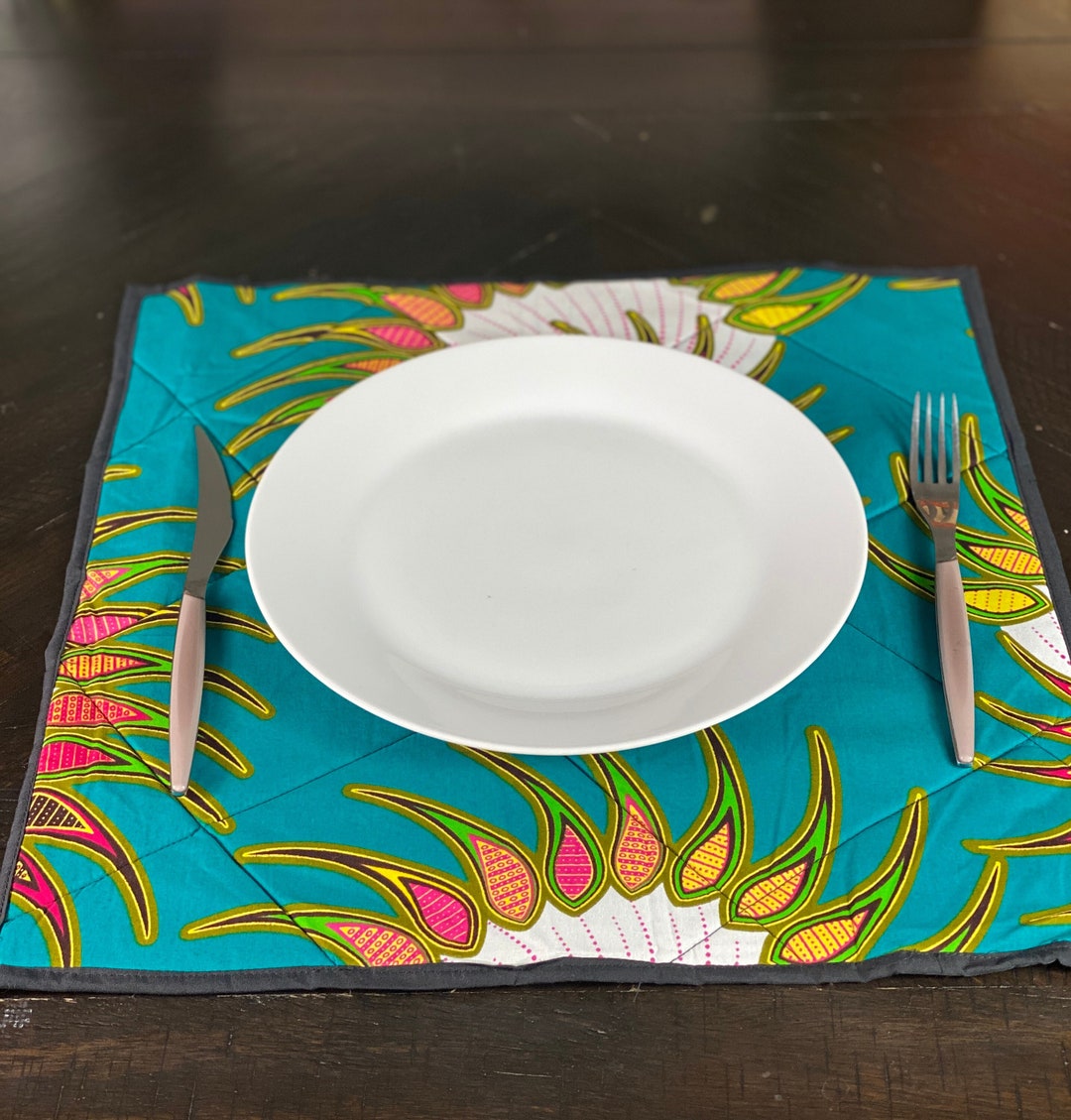 African Green Ankara Placemat Table Linen Padded Placemat Etsy
