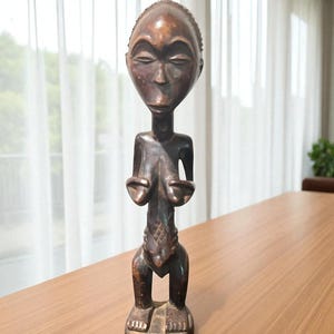 Vintage African Wooden Hand Carved Woman figure from Congo Tribal Sculpture/ Unique fertility Figueres/ Maternity Figure - Wood -Luba -Congo