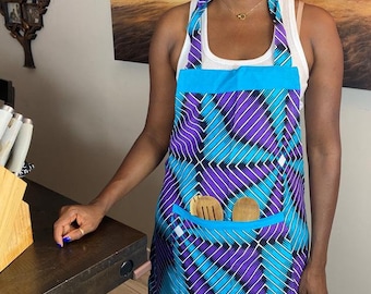 Ankara Print Kitchen Apron: African Wax Fabric, Chef Gift
