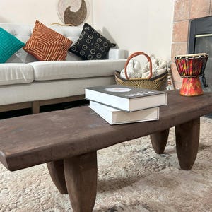 38” Senufo Bench Coffee Table, African Vintage Senufo Authentic Bench, Boho Farmhouse Table, Rustic Wooden Coffee Table, Bench Naga Table -1