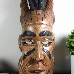 African Carved Wood Hand Statue Boho Decor Tribal Art