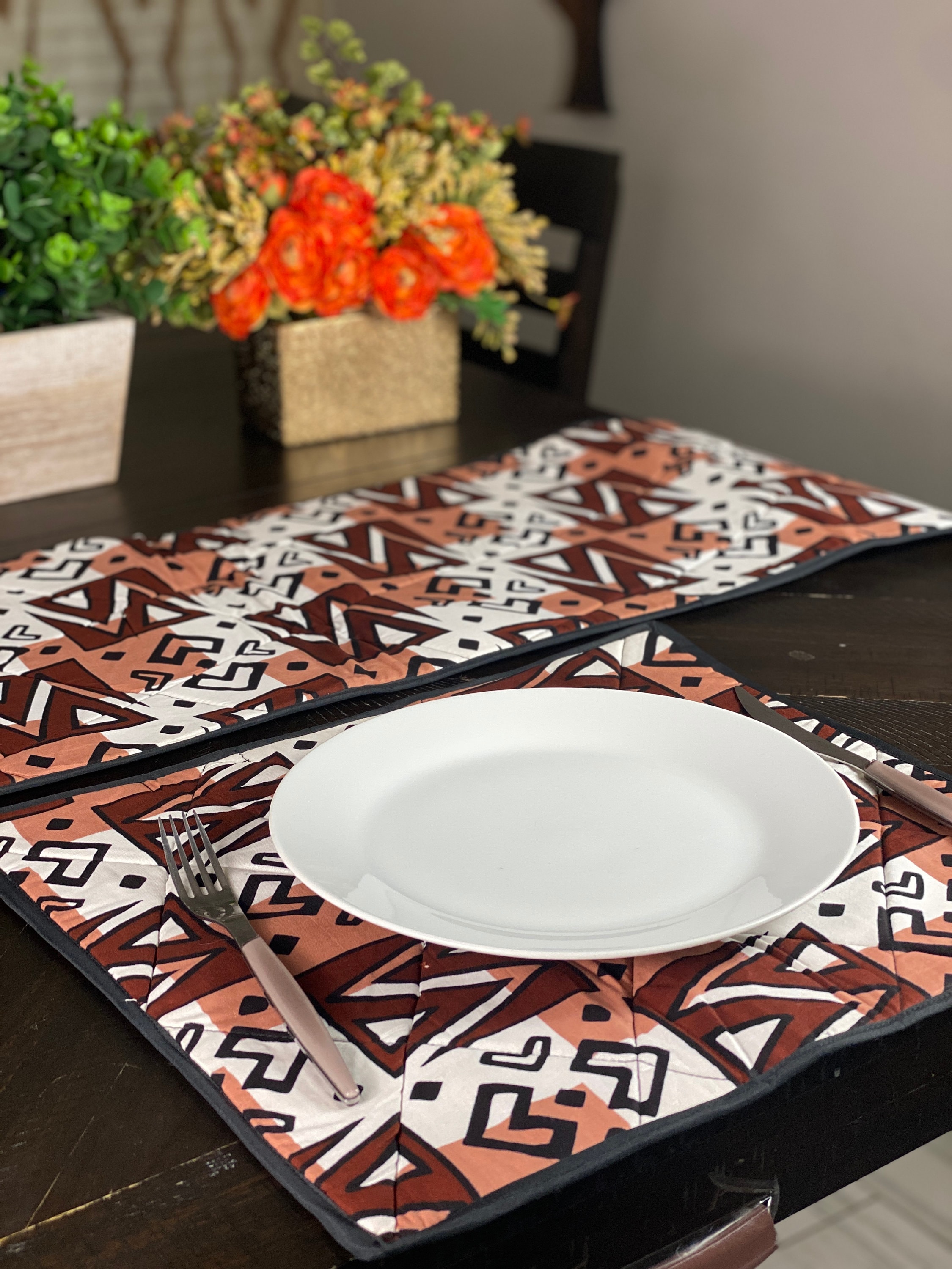 Mudcloth Ankara Placemat Table Linen Padded Placemat Handmade Placemat