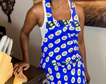 Ankara Wax Print Kitchen Apron: African Ethnic Linen Chef Gift