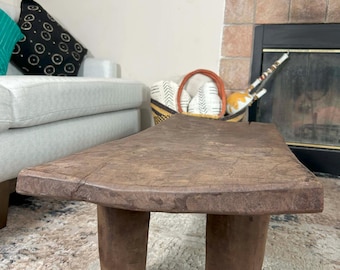 Vintage Senufo Bench Coffee Table: African Carved Wood, 43