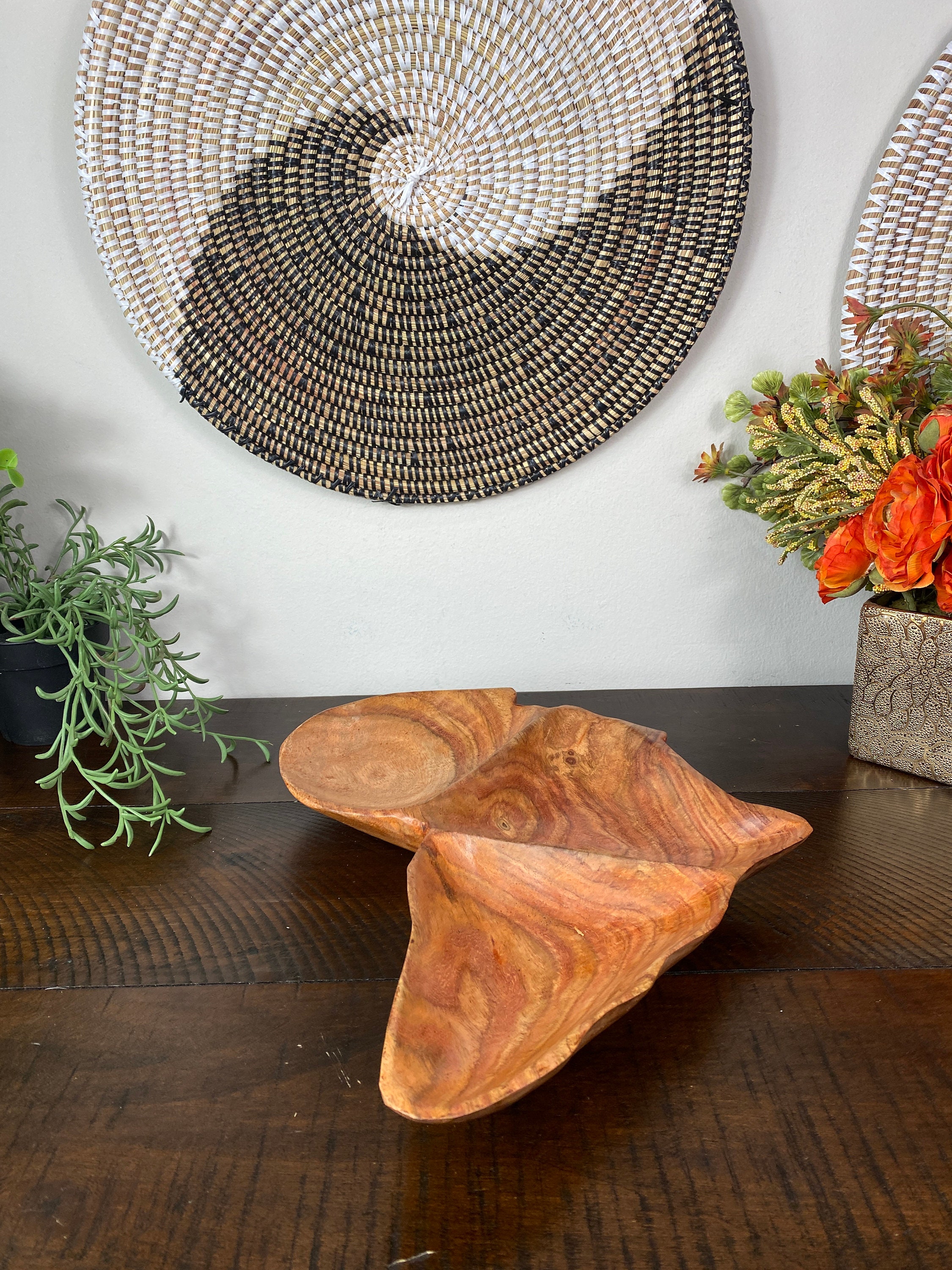 Swadeshi Blessings Set di vassoi da portata in legno, realizzati a mano e dipinti a mano, per cucina/tavolo e decorazione della