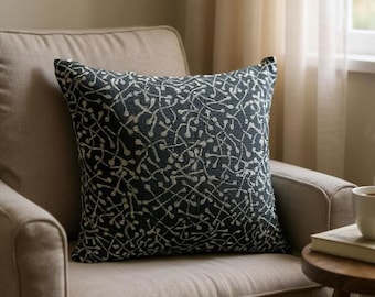 African Mudcloth Throw Pillow Cover – Handmade Bogolan Cotton Cushion Case