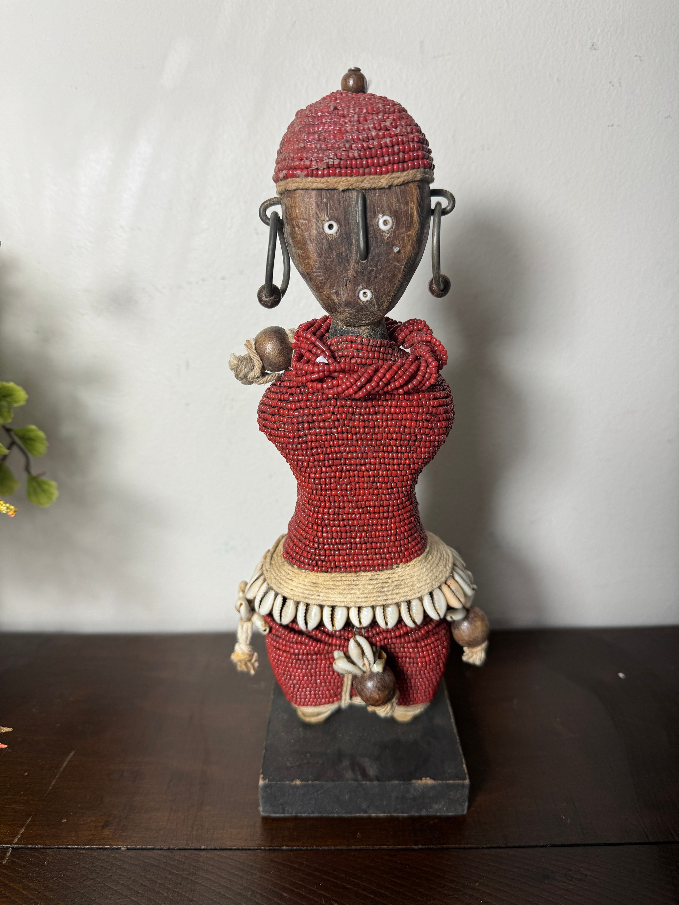 土人形デザイン　南米　メキシコ  約20cm Large African Naamji Dolls With Cowrie Shells, African Doll