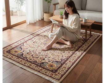 Hand Knotted Wool Persian Rug, 4x6 ft, Handmade Home Decor