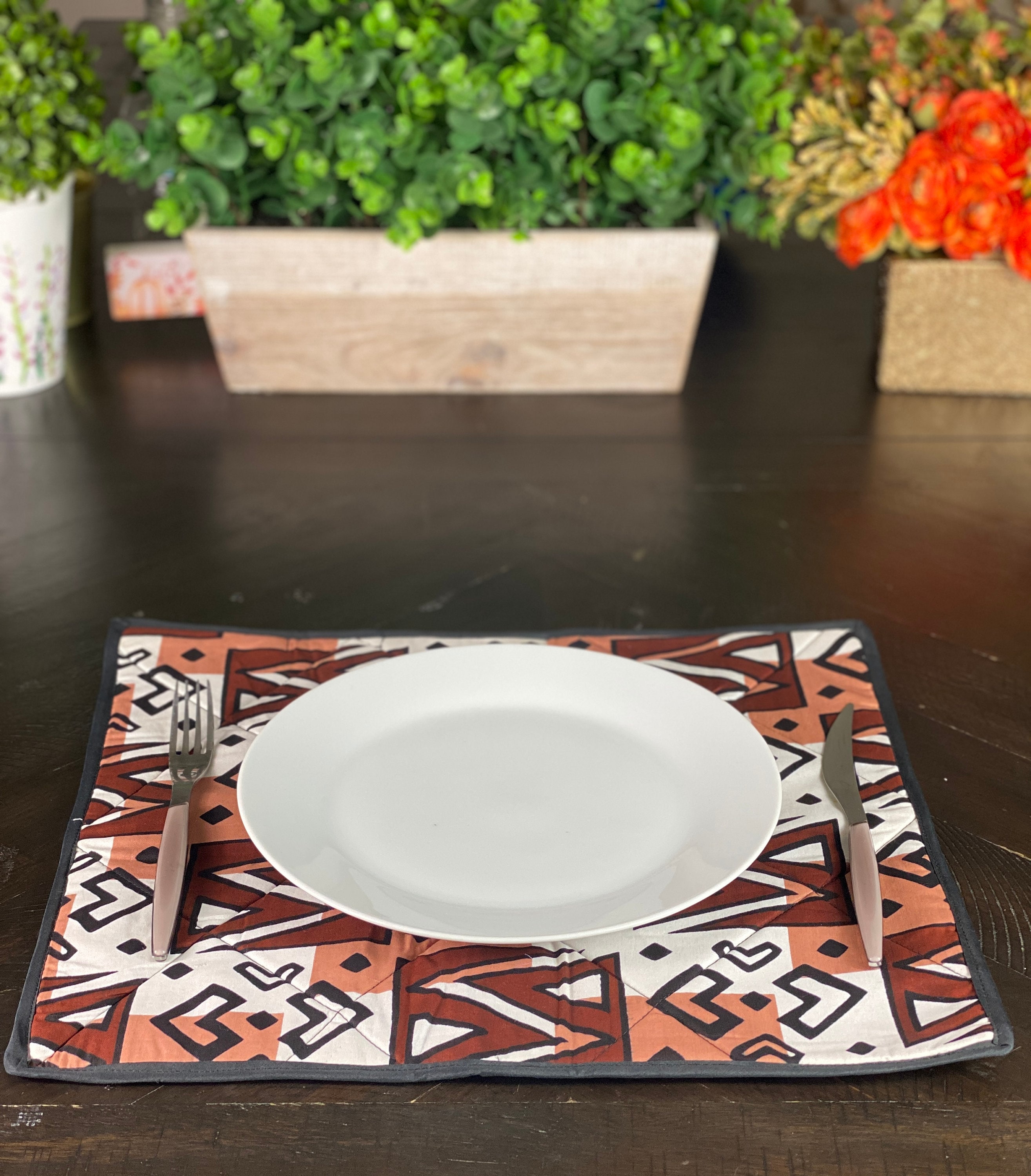 Mudcloth Ankara Placemat Table Linen Padded Placemat Handmade Placemat