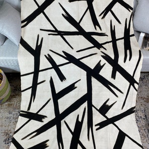 Mudcloth| Bogolan Textile Bedsheet| Mali Handmade Mudcloth Blanket Throw| Bed Sofa Throw Linen |Segou Blanket| Boho Africa Decor-Nina White