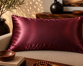 Purple Wine Silk Zippered Pillowcase
