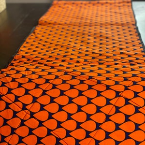 Mai Orange Ankara Table Runner| Table Linen| Quilted Table Runner | Handmade African Fabric Long Table Runner| Boho Style Housewarming Gift