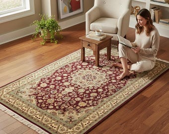 Hand Knotted Wool Persian Rug 4 x 6 ft, Handmade Area Rug for Bedroom
