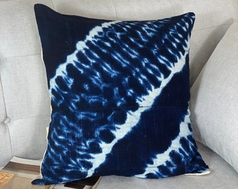 Spider African Indigo Pillow Cushion Cover| Blue Mudcloth Pillowcase| Denim Pillow| Boho Hippie Decor| Handmade Pillow| Tie dye Blue Indigo|