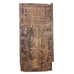 Rare Vintage Dogon Door with Ancestral Figures – Mali Art