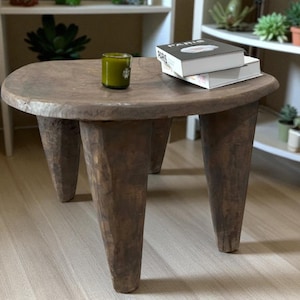 Authentic Senufo African Wooden Stool – Handcarved Tribal Accent Table