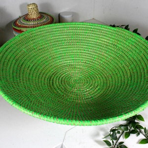 Green Fruit & Senegalese Wall Fruit Baskets, Decorative Woven Bowl, Wicker Basket, Senegal Basket, Boho Wall Décor, Wall Hanging Basket