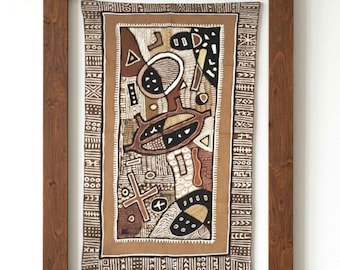 Hand-Painted Bogolan Mudcloth Art – African Textile Wall Decor