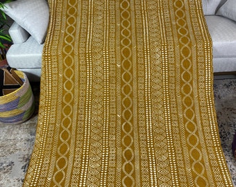 Sara Yellow Mudcloth| Bogolan Textile Bedsheet| Mali Handmade Mudcloth Blanket Throw| Bed Sofa Throw Linen |Segou Blanket| Boho Africa Decor