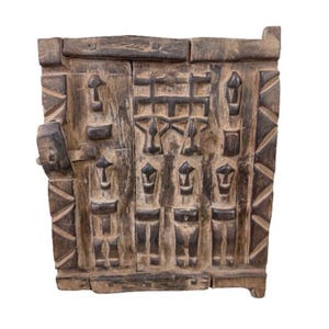 Vintage Mali Dogon Door – Symbolic Ancestor Figures & Turtle