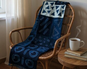 Écharpe bogolan africaine faite main - Accessoire de mode bogo en toile de boue