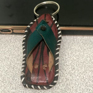 Green Vintage Leather Shoe Keychain/Tuareg Tribe/Handmade Keychain Made In Mali