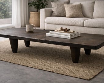 Tavolino da caffè Senufo intagliato a mano: panca in legno africano, Costa d'Avorio 77 L x 20 W x 15 H - AA