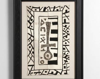 Authentic Bogolan Mudcloth Art – Hand-Painted African Textile, Unframed