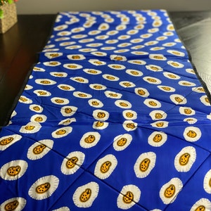 Maya Blue Ankara Table Runner| Table Linen| Quilted Table Runner | Handmade African Fabric Long Table Runner| Boho Style Housewarming Gift