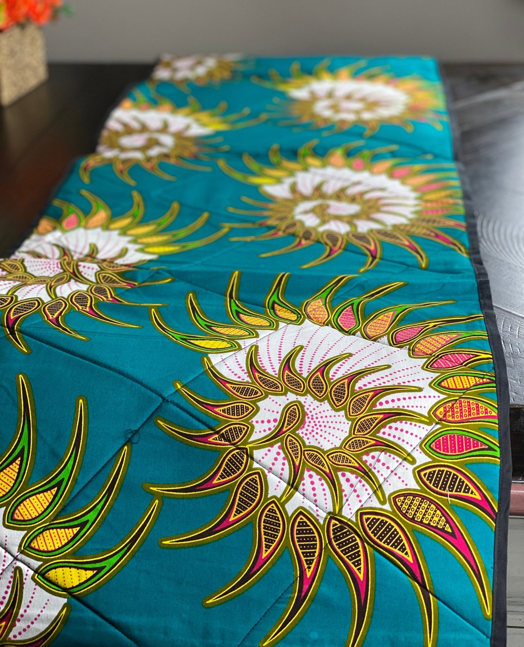 Handmade Ankara Table Runner: Quilted African Fabric Table Linen