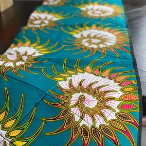 Aya Blue Ankara Table Runner| Table Linen| Quilted Table Runner | Handmade African Fabric Long Table Runner| Boho Style Housewarming Gift