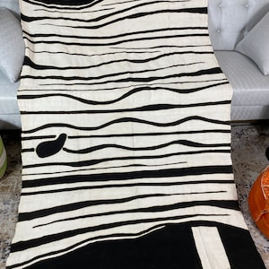 Mudcloth Bogolan Textile Bedsheet Mali Handmade Mud cloth Blanket Throw| Bed Sofa Throw Linen |Segou Blanket| Boho Africa Decor-Zebra White