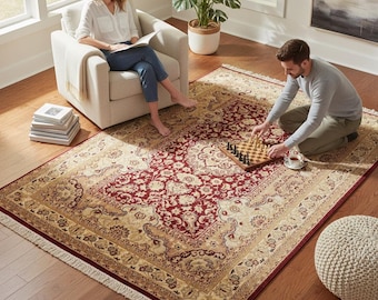 Handmade Persian Rug 4 x 6 ft, Classic Hand Knotted Wool Area Rug