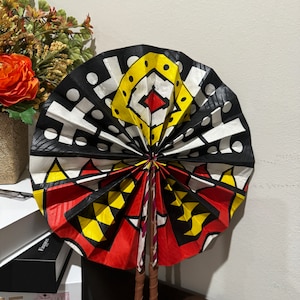 African Hand Fan, Handmade Folding Fan, Ankara Print Fan, Ceremonies Fan, African Gift for her, Folding Fan, Wedding Gift, Made in Africa