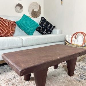 36” Senufo Bench Coffee Table, African Vintage Senufo Authentic Bench, Boho Farmhouse Table, Rustic Wooden Coffee Table, Bench Naga Tbl -13