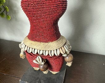 Large African Naamji Dolls With Cowrie Shells, African Doll