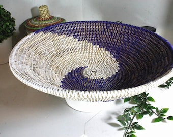 Purple Fruit & Wall Baskets Made in Senegal - Handmade Senegalese Unique Decorative Elegant and Useful Basket for Storage for Fruits