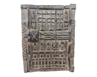 手彫りのアフリカのドゴン族のドア：ヴィンテージマリ木製アート（16