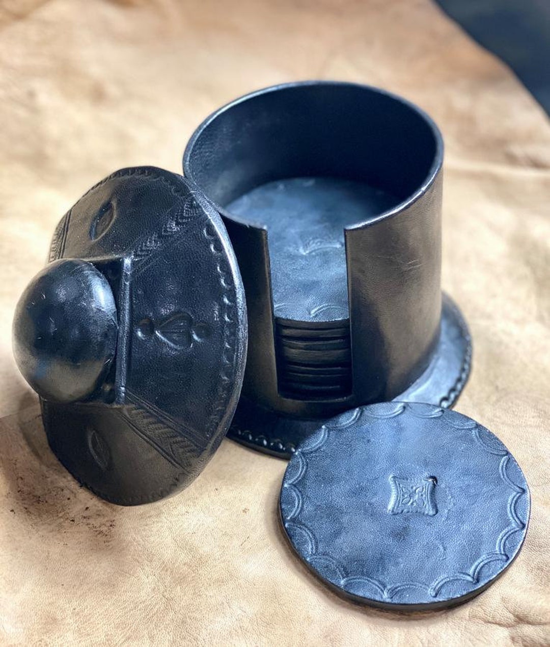 Set Di 6 Sottobicchieri Per Bevande Con Supporto, In Ceramica