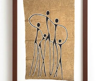 Authentische Bogo-Lan Schlammtuch Kunst - Handbemalte afrikanische Textil-Wand-Dekor (Ungerahmt)
