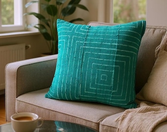 Rustic African Pillow Cover – Handmade Mudcloth Bogolan Decorative Case