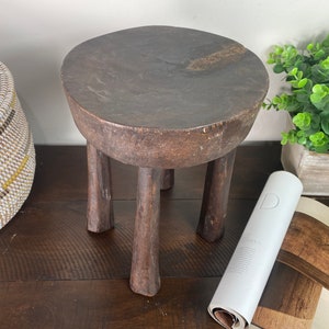 Traditional Senufo Hand-carved Wooden Bench Side Stool| Wood Stool| African Senufo Tribal Art| African End Table| Side Stool| African Bench