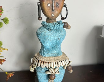 土人形デザイン　南米　メキシコ  約20cm Large African Naamji Dolls With Cowrie Shells, African Doll